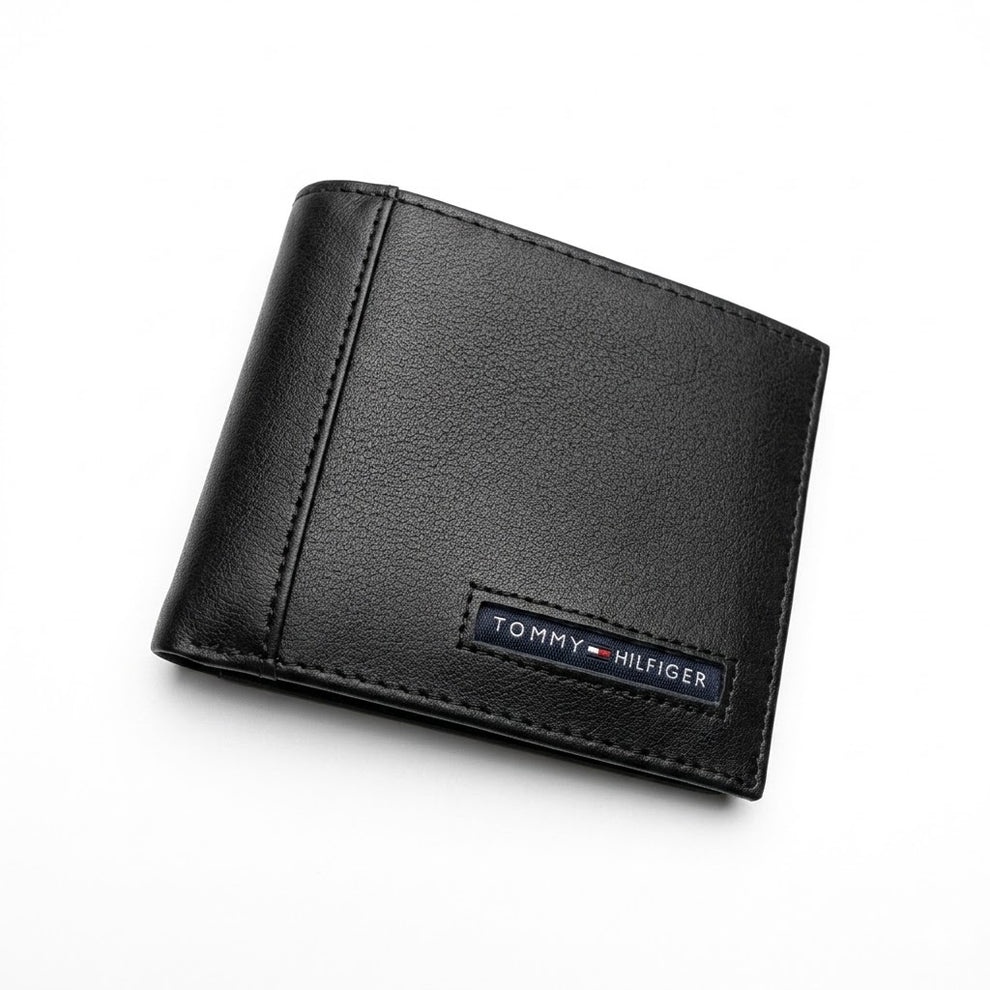 Tommy Hilfiger Men's Wallet - Smooth Leather Wallet Woven Stripe Set