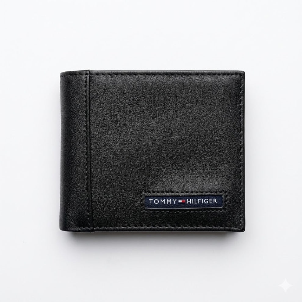 Tommy Hilfiger Men's Wallet - Smooth Leather Wallet Woven Stripe Set