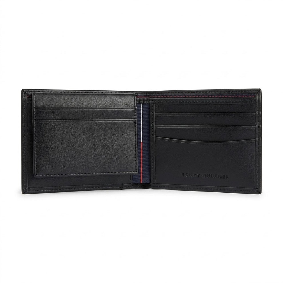 Tommy Hilfiger Men's Wallet - Smooth Leather Wallet Woven Stripe Set