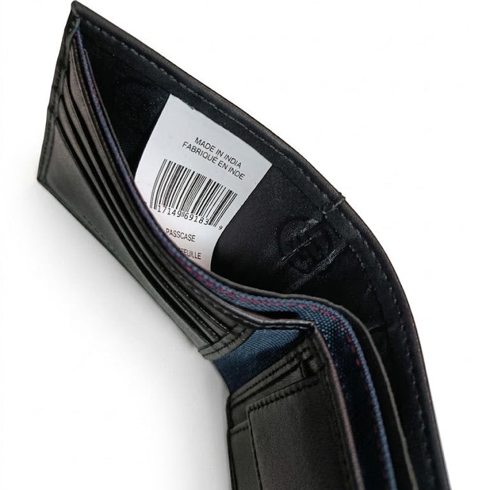 Tommy Hilfiger Men's Wallet - Smooth Leather Wallet Woven Stripe Set
