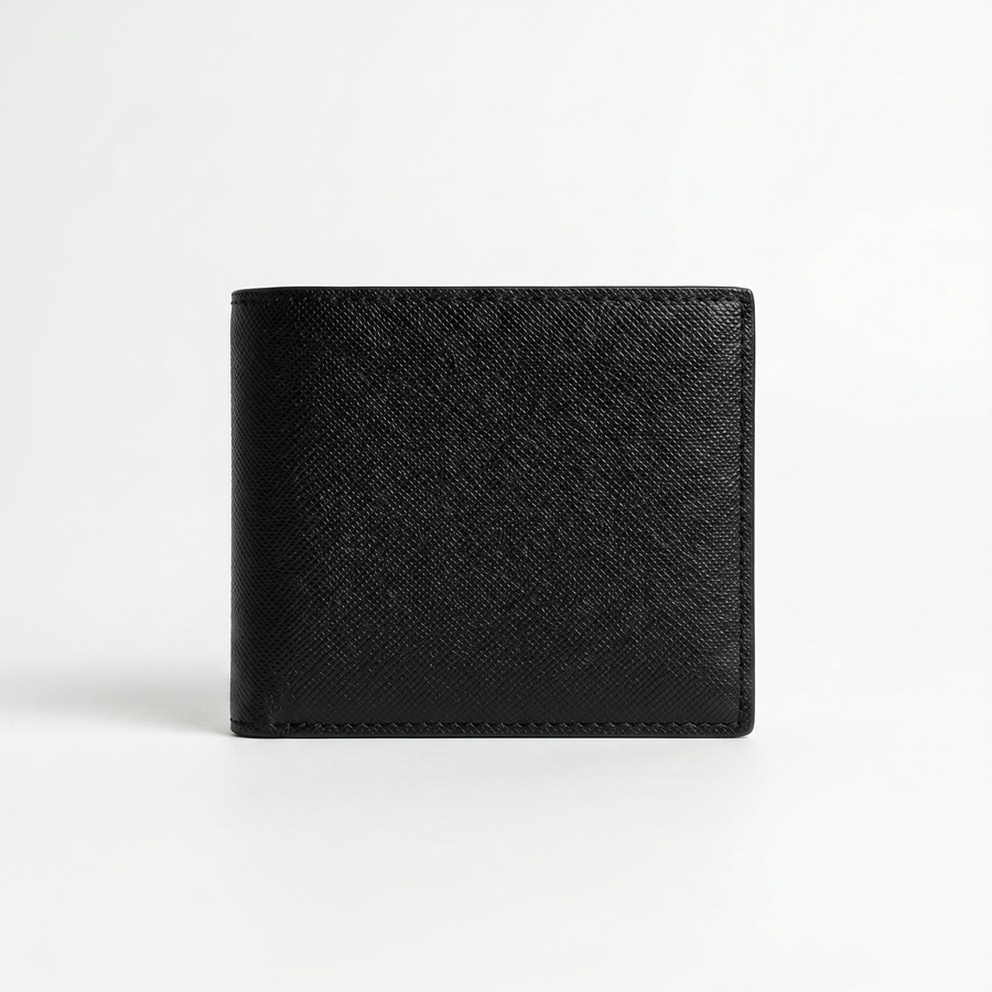 Tommy Hilfiger Men's Wallet - Textured Leather Bifold Wallet Black