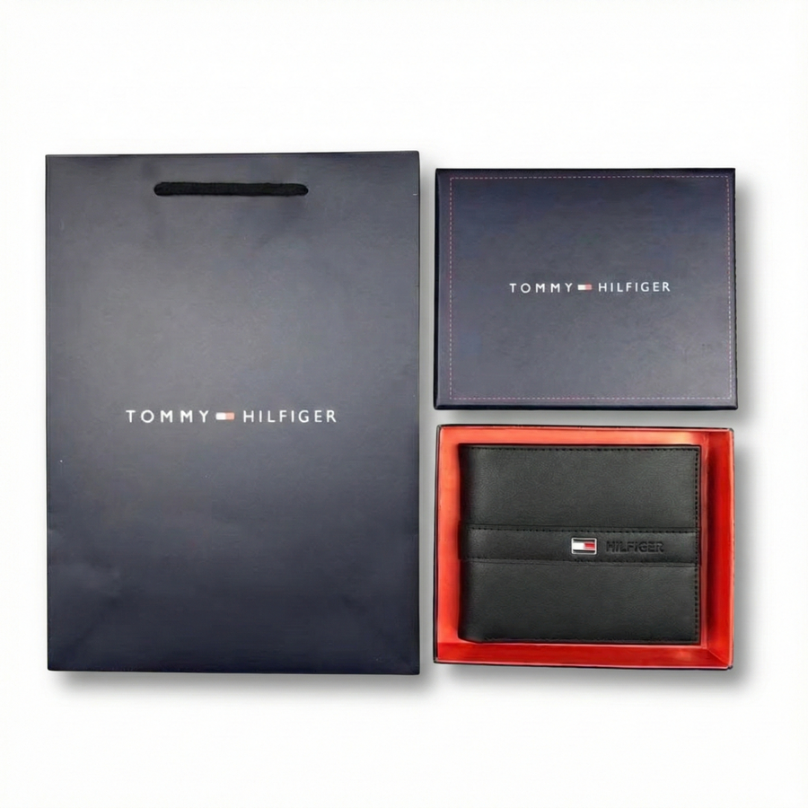 Tommy Hilfiger Men's Wallet - Wallet Black Stripe Coin Pocket