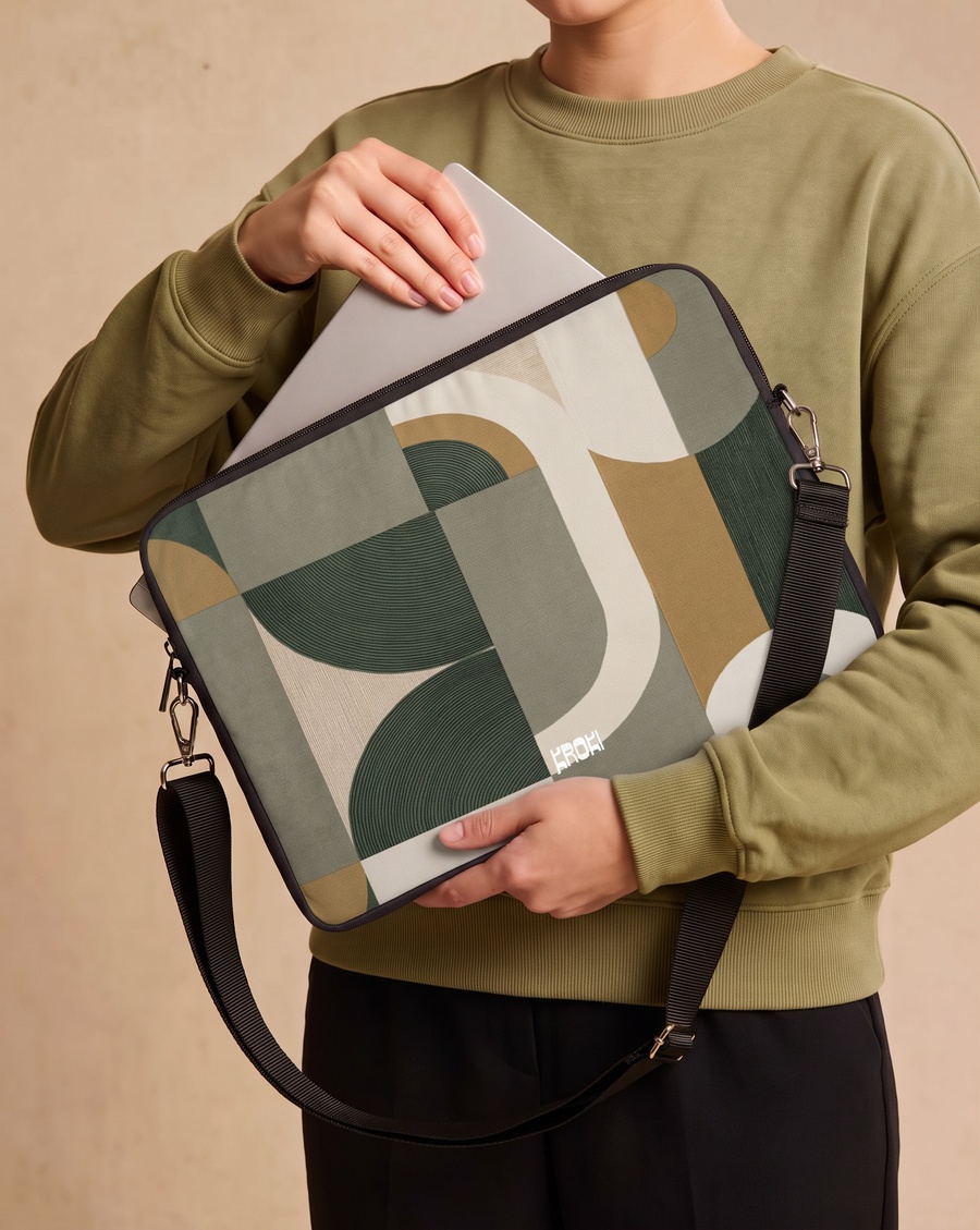 Green Geometric Laptop Sleeve