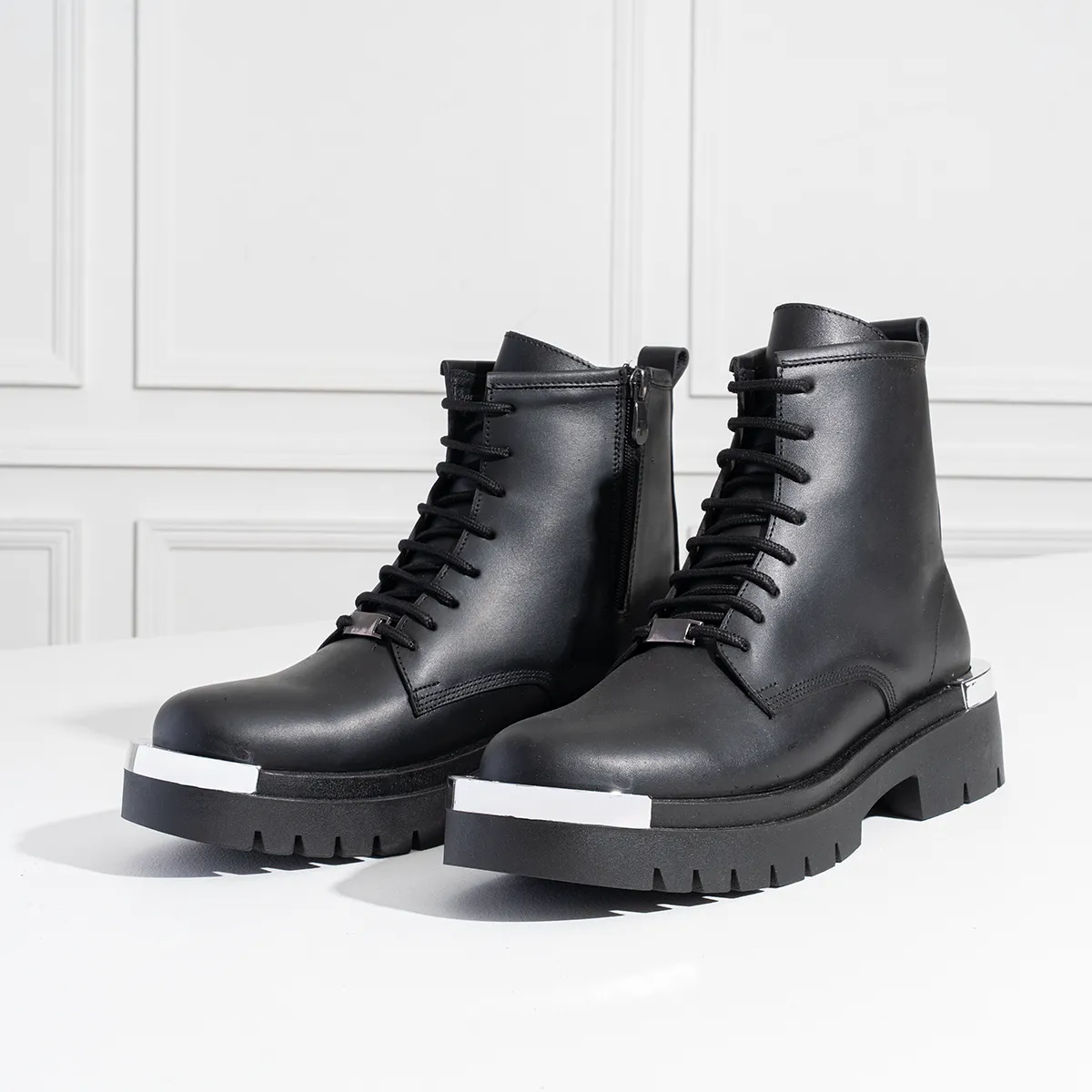 Men's Genuine Leather Metal Half Boots-KJ3