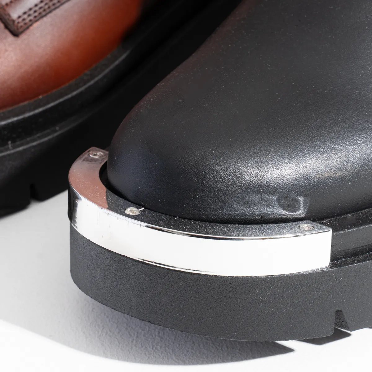 Men's Genuine Leather Metal Half Boots-KJ3
