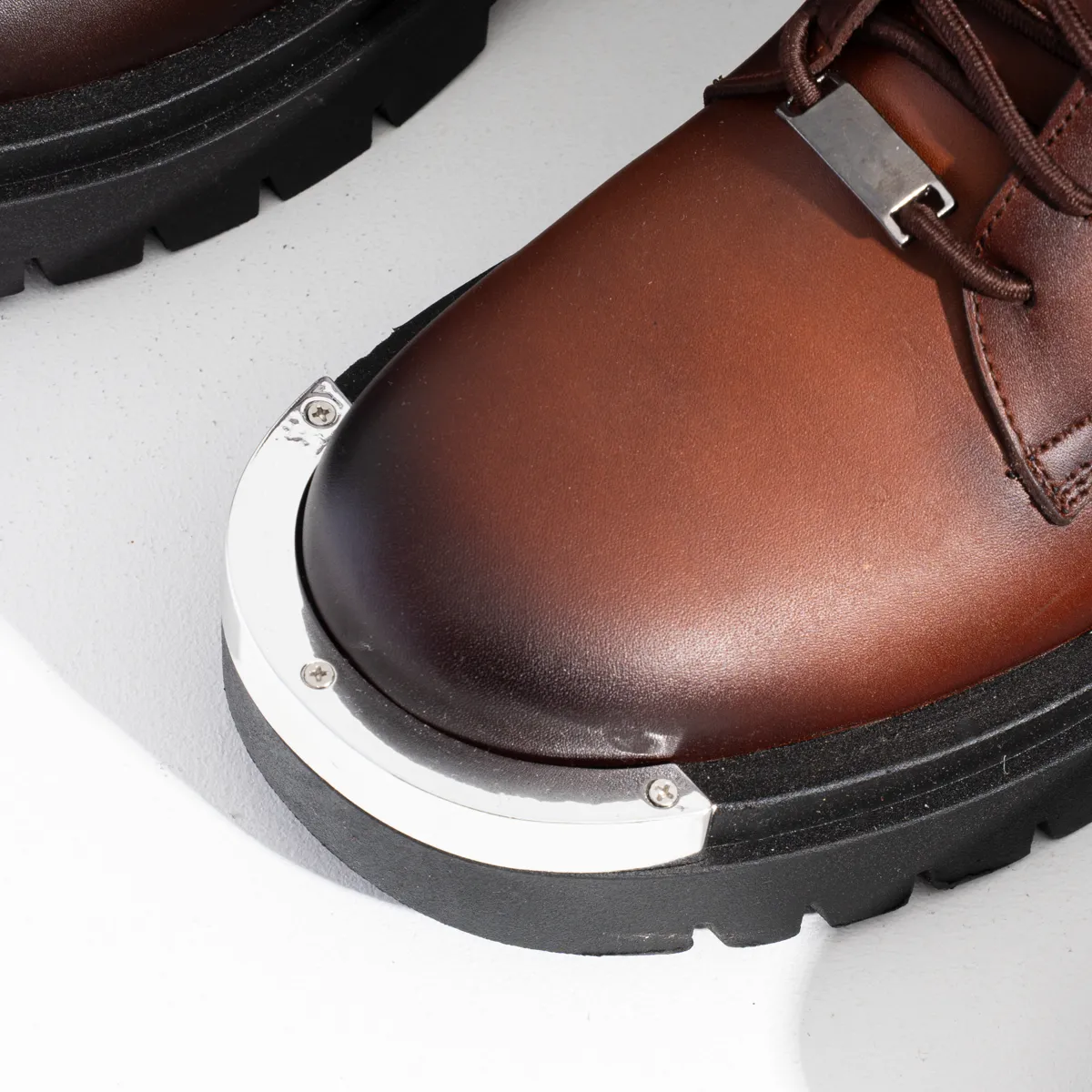 Men's Genuine Leather Metal Half Boots-KJ3