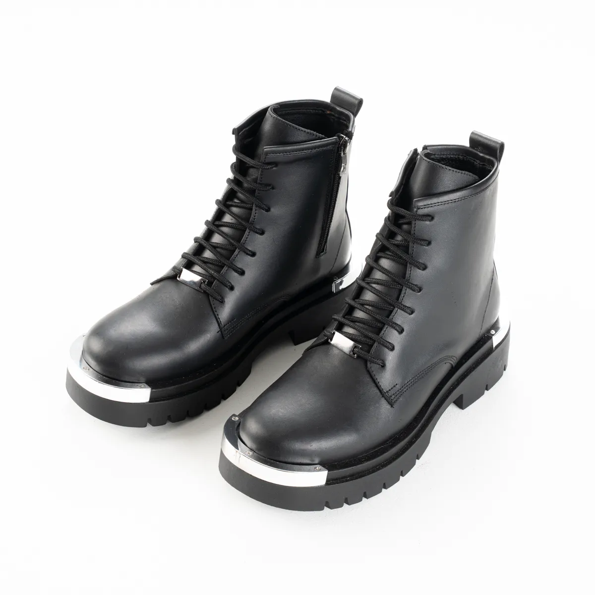 Men's Genuine Leather Metal Half Boots-KJ3