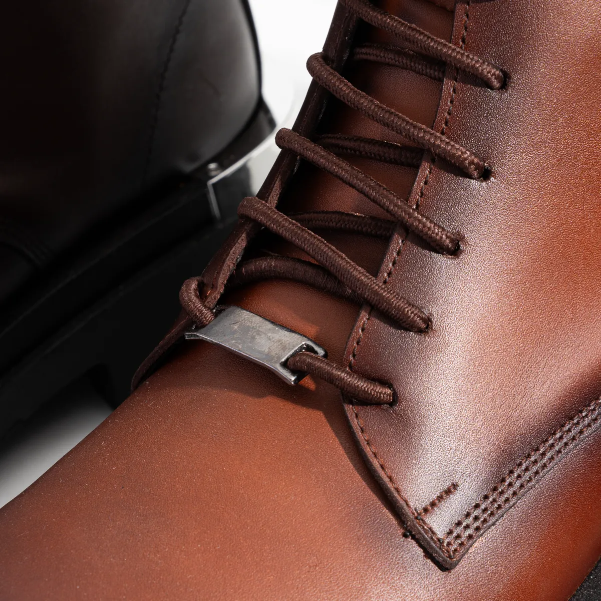 Men's Genuine Leather Metal Half Boots-KJ3