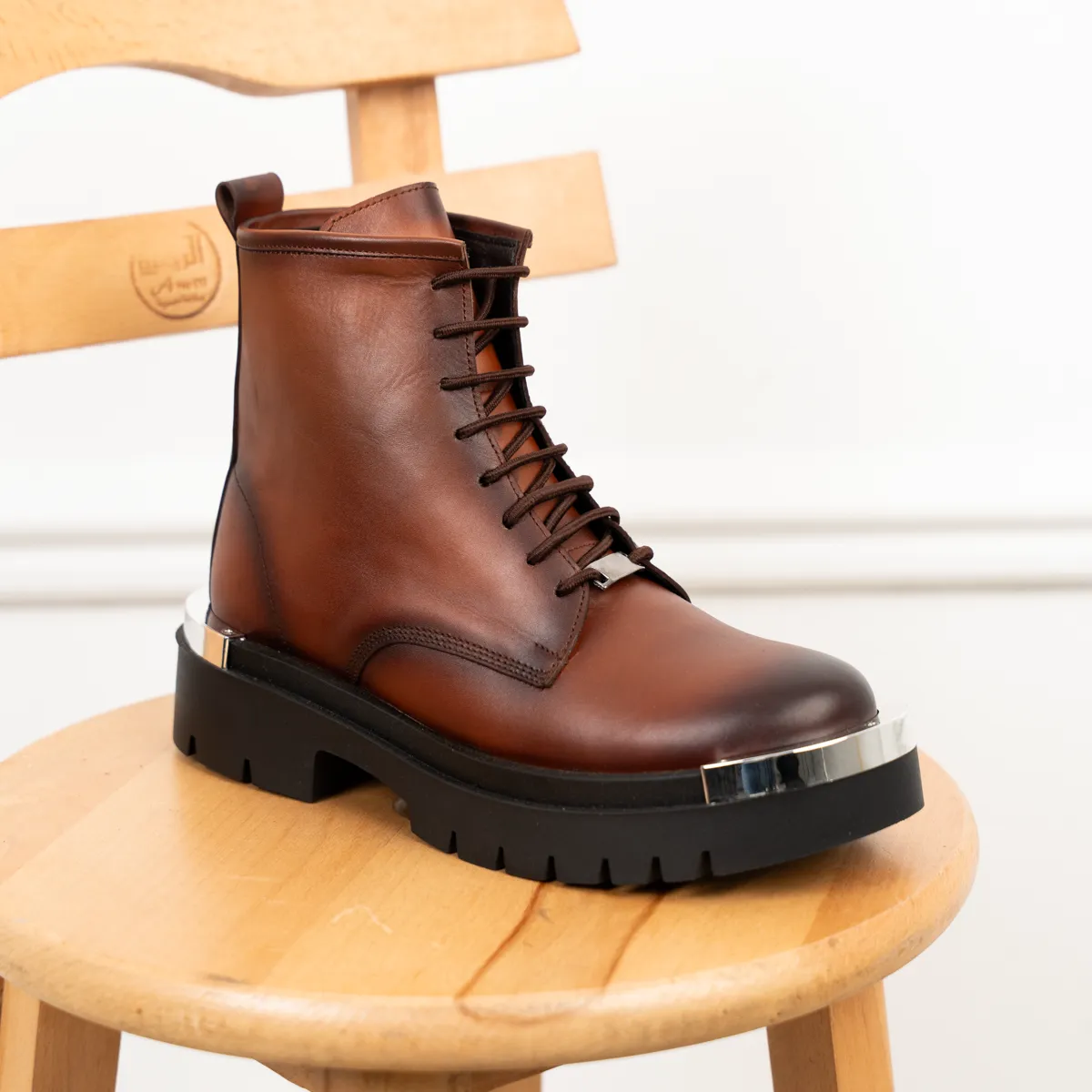 Men's Genuine Leather Metal Half Boots-KJ3