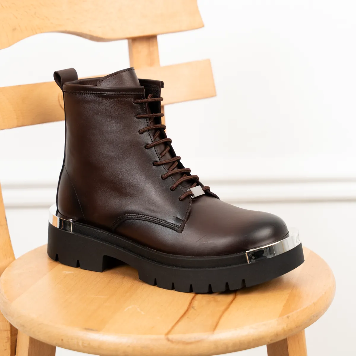 Men's Genuine Leather Metal Half Boots-KJ3