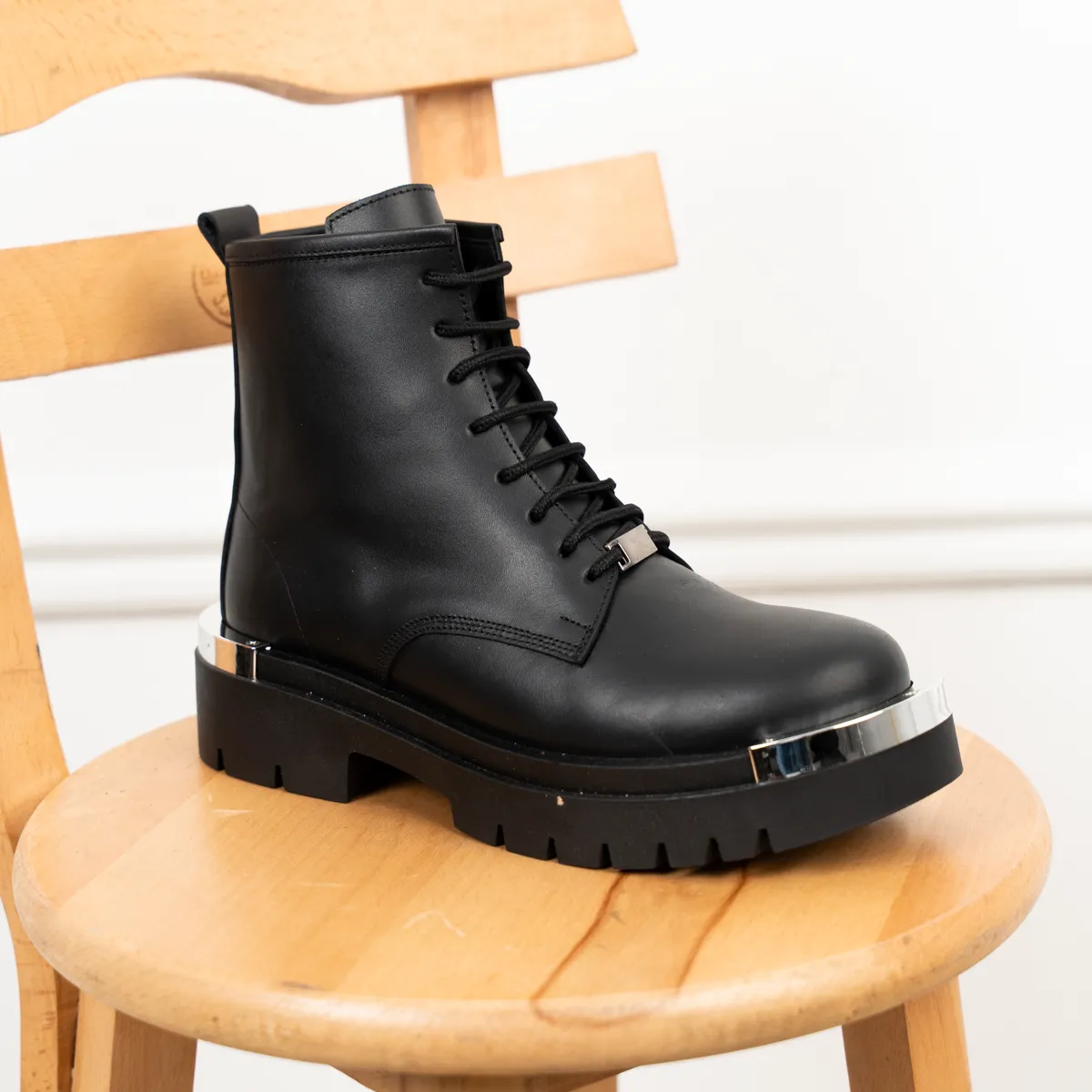 Men's Genuine Leather Metal Half Boots-KJ3