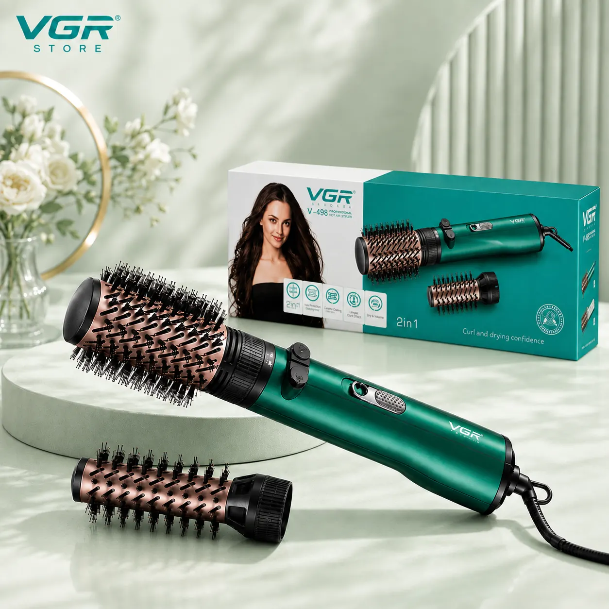 VGR V-498 2-in-1 Rotating Hot Air Hair Styler