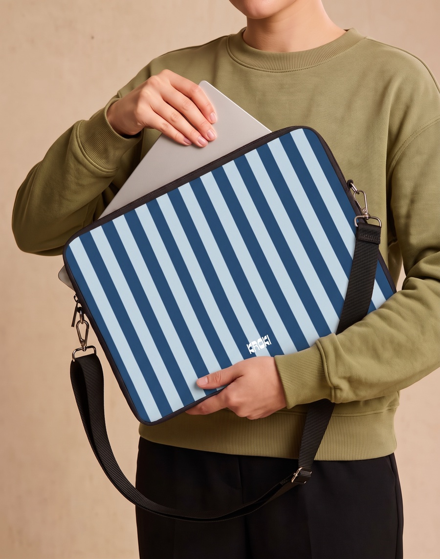 Blue & Navy Stripes Laptop Sleeve