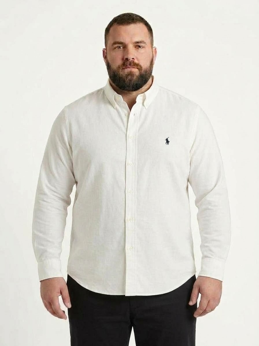 Heavy linen shirt with logo 