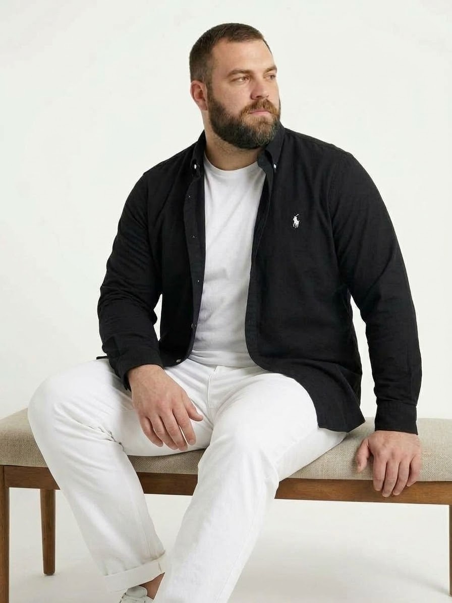 Heavy linen shirt with logo 
