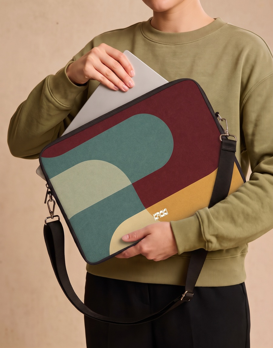 Textured Retro Color-Block Laptop Sleeve