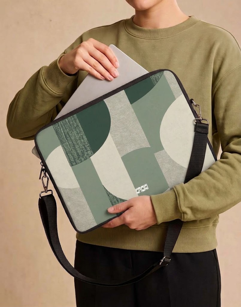 Sage & Forest Green Geometric Laptop Sleeve