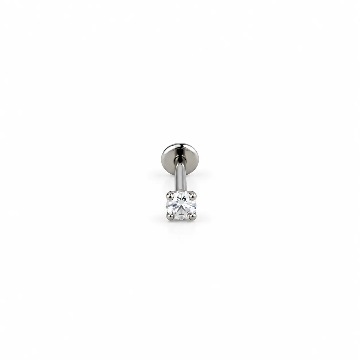 Silver zircon round-flat back