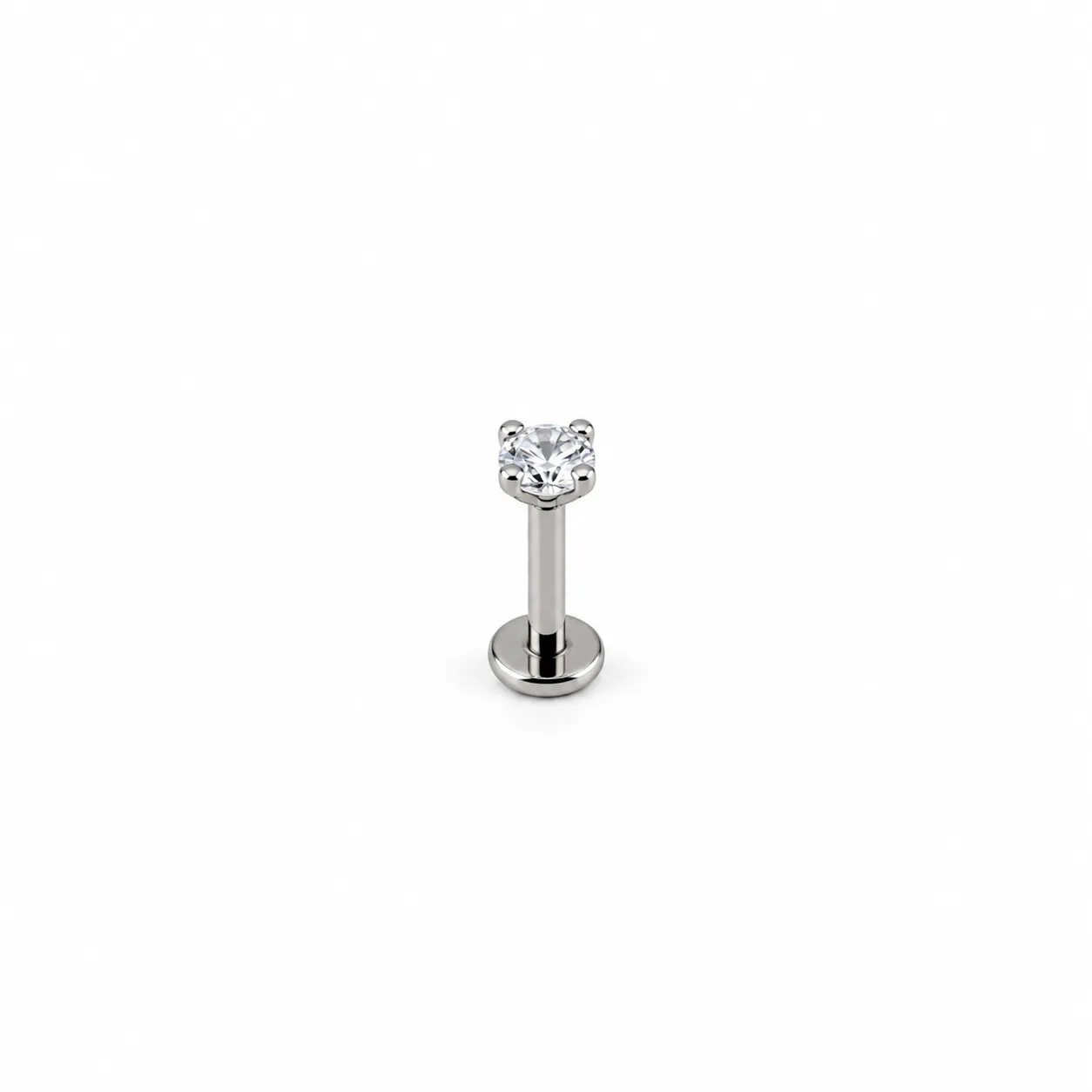 Silver zircon round-flat back