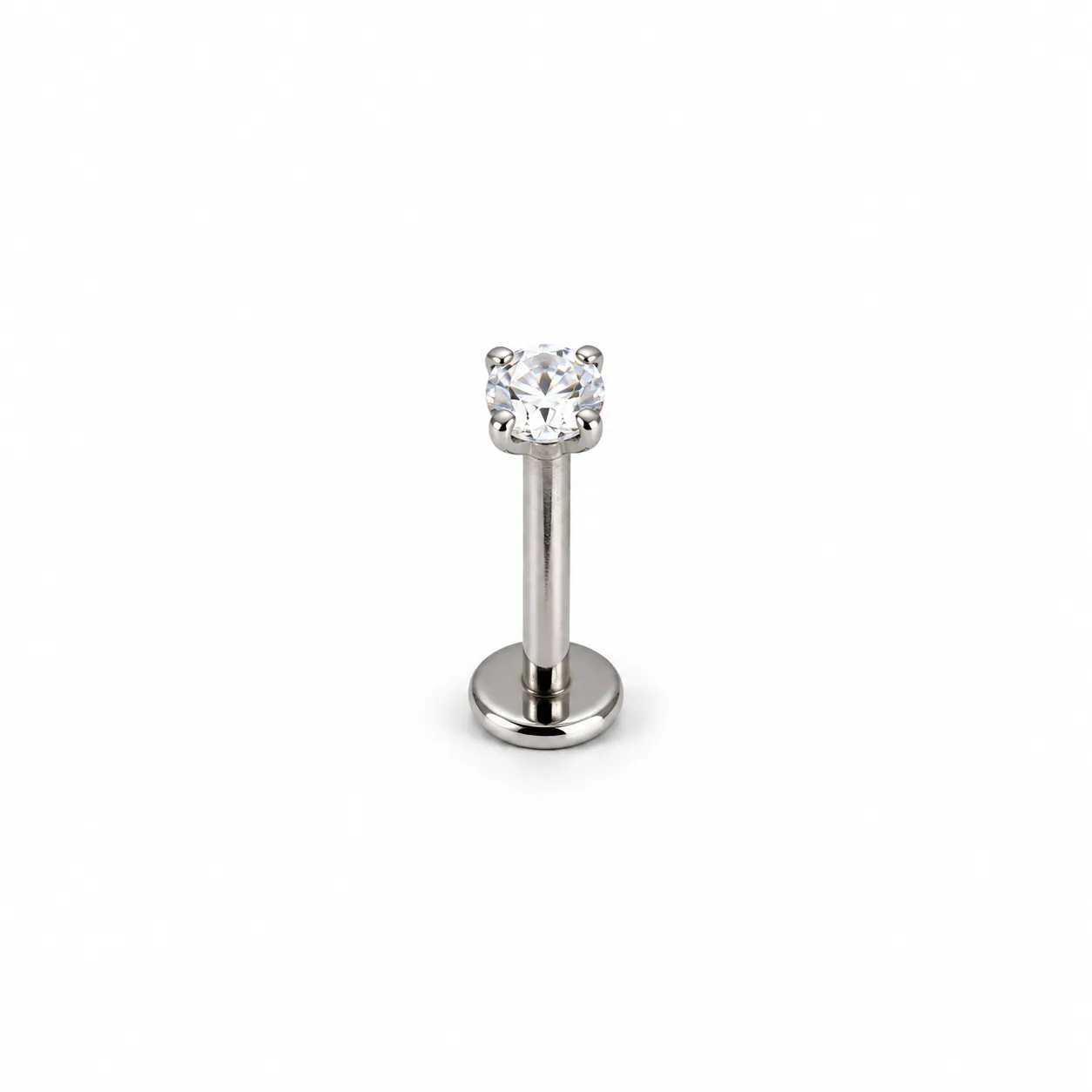 Silver zircon round-flat back