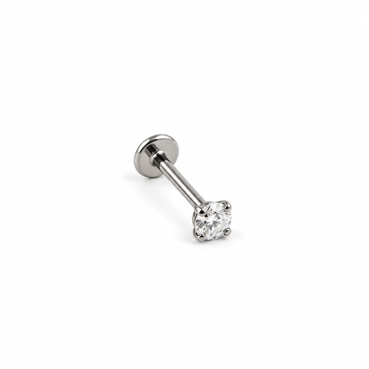 Silver zircon round-flat back