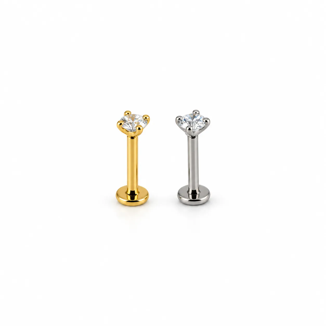Gold zircon round-flat back