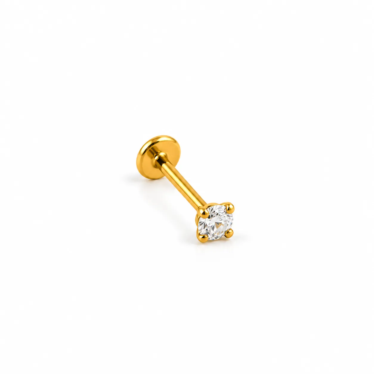 Gold zircon round-flat back