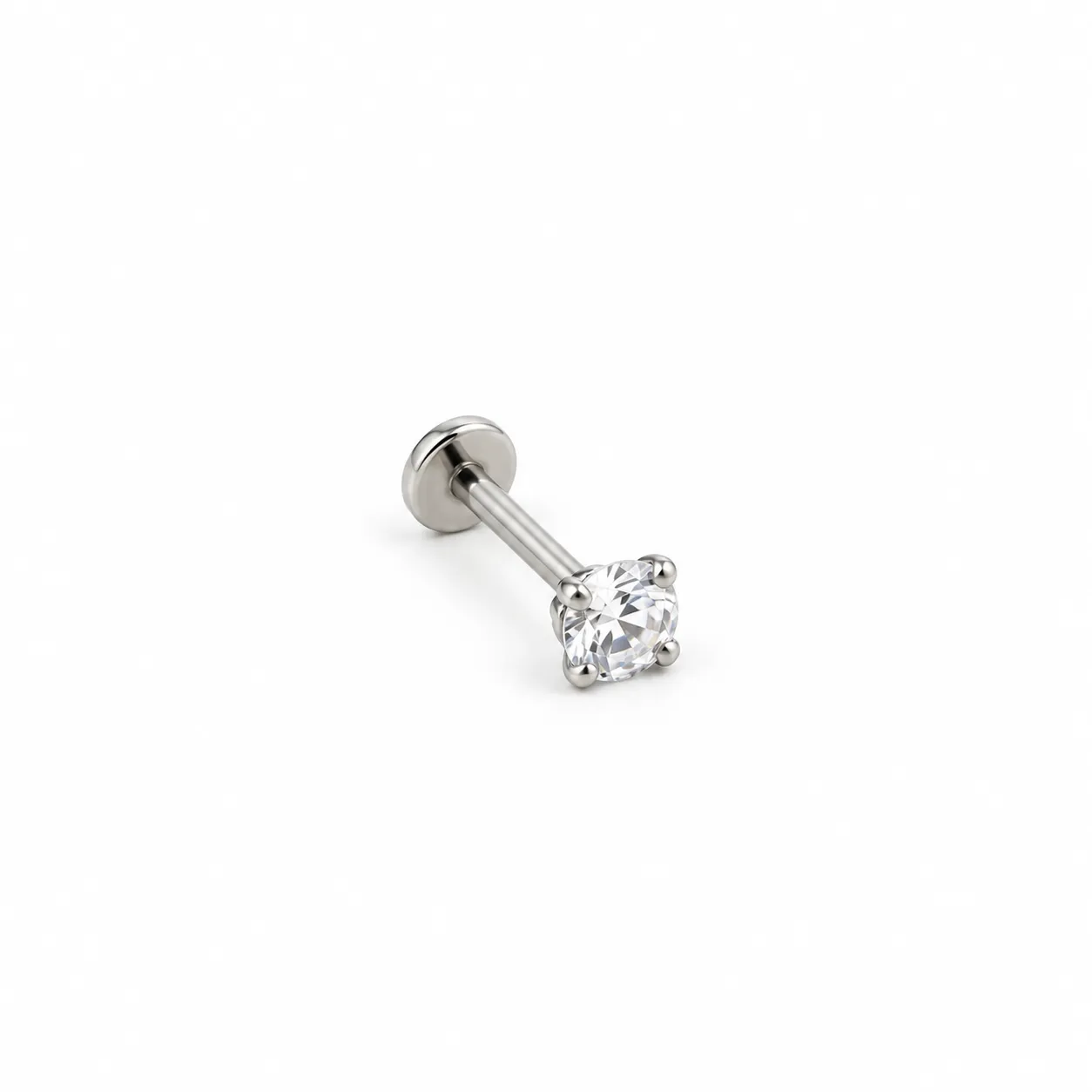 Silver Big zircon round-flat back