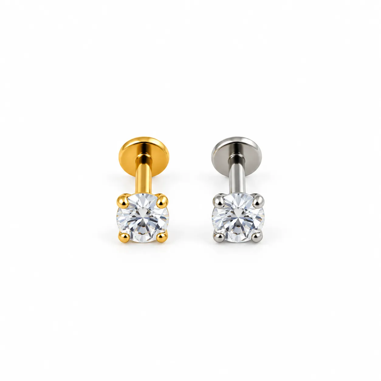 Silver Big zircon round-flat back