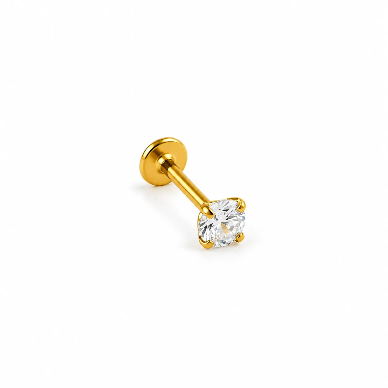 Gold Big zircon round-flat back