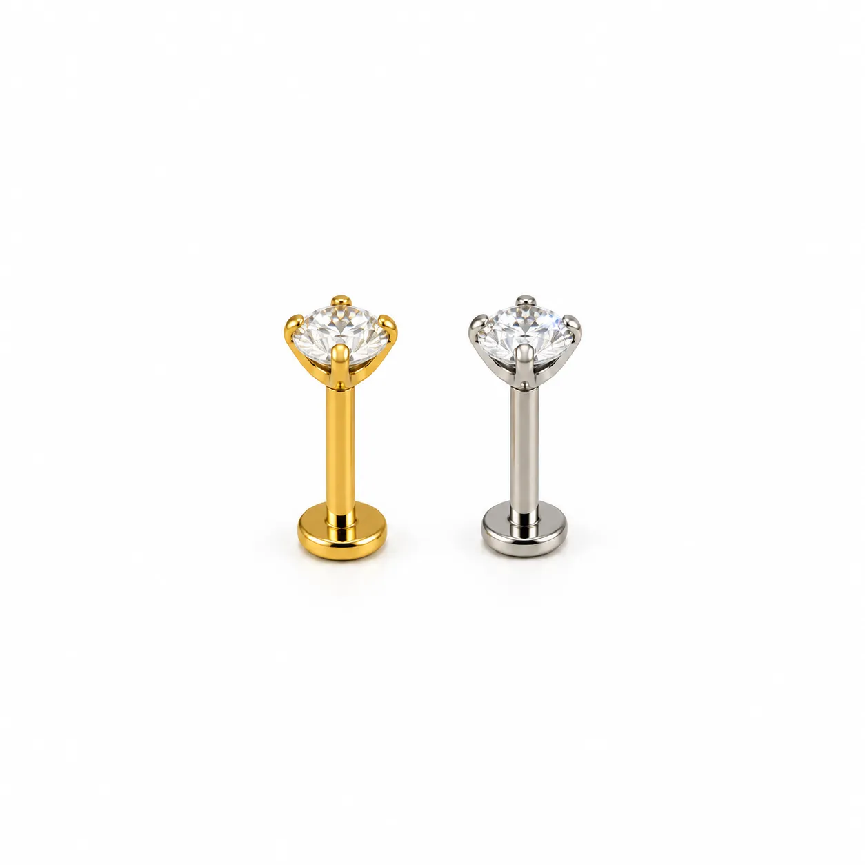 Gold Big zircon round-flat back