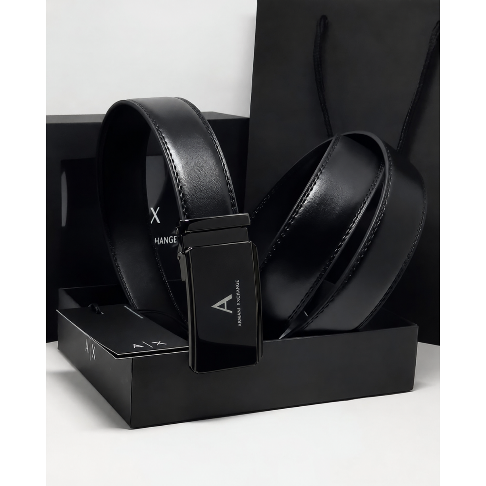 AX Black Leather Belt For Men #01