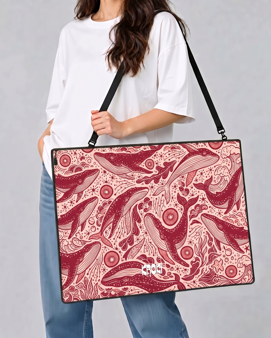Pink Whales Art Bag