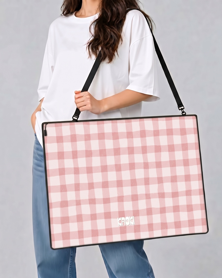 Pink Gingham Art Bag