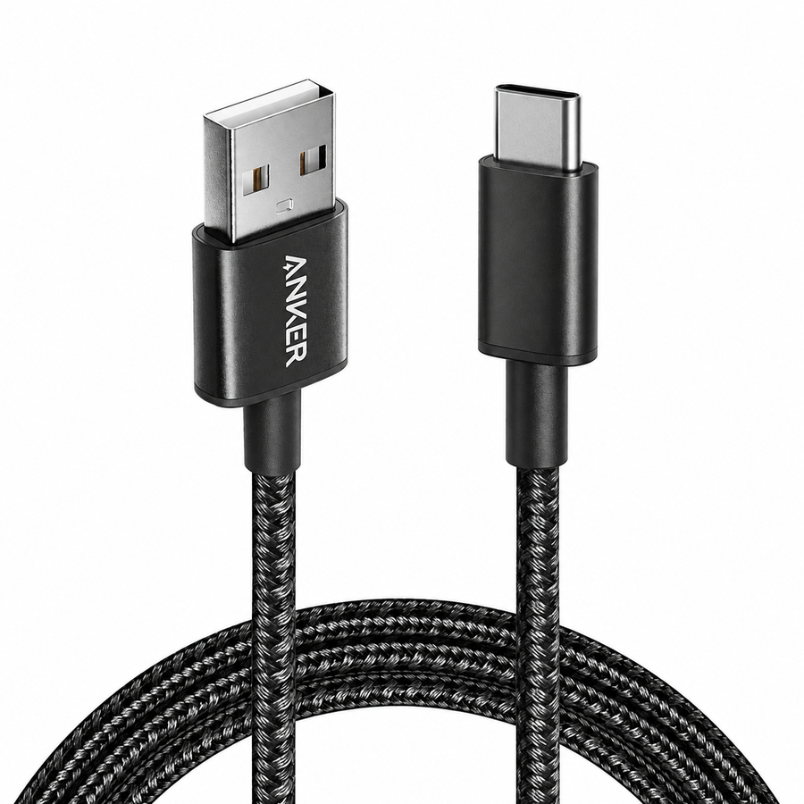 كابل Anker نايلون USB-A إلى USB-C بطول 6 قدم A8173H11 أسود