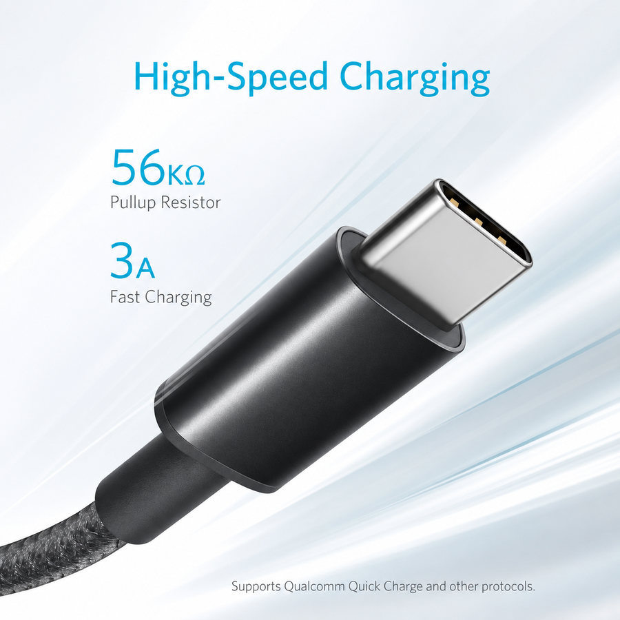 كابل Anker نايلون USB-A إلى USB-C بطول 6 قدم A8173H11 أسود