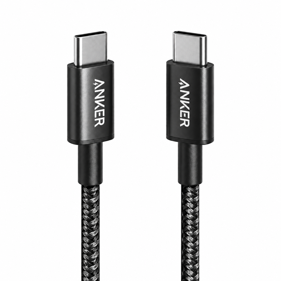 كابل Anker نايلون USB-C إلى USB-C بطول 1 متر وشحن PD 60W A8752H11 أسود