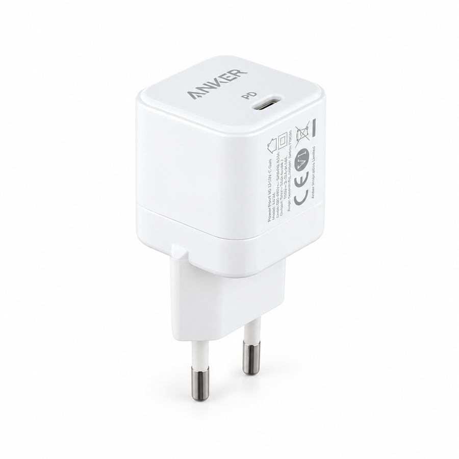 شاحن Anker PowerPort III Cube A2149L23 بقوة 20W USB-C أبيض - ضمان 18 شهر