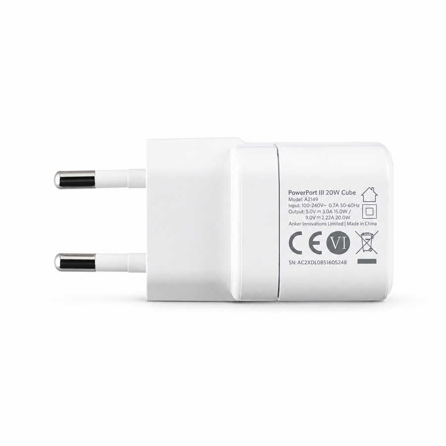 شاحن Anker PowerPort III Cube A2149L23 بقوة 20W USB-C أبيض - ضمان 18 شهر