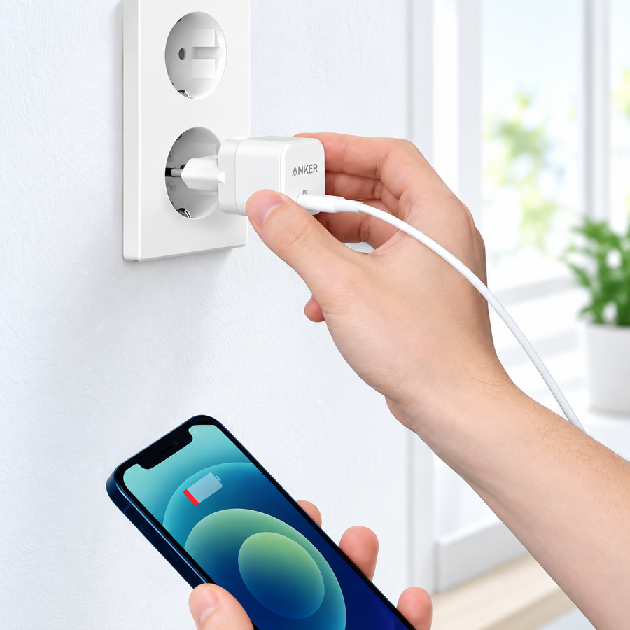 شاحن Anker PowerPort III Cube A2149L23 بقوة 20W USB-C أبيض - ضمان 18 شهر