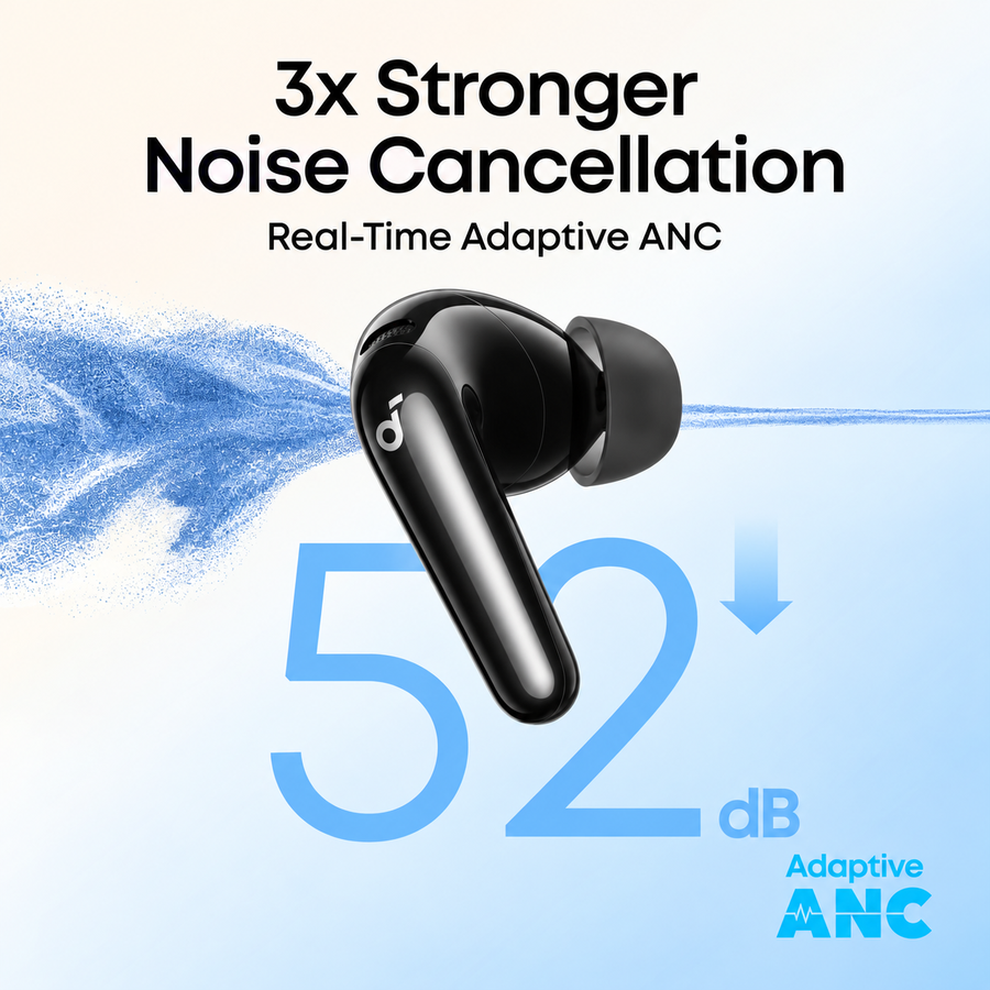 سماعات Soundcore R60i NC من Anker بعزل ضوضاء Adaptive ANC وLDAC وبطارية 50 ساعة - ضمان 18 شهر