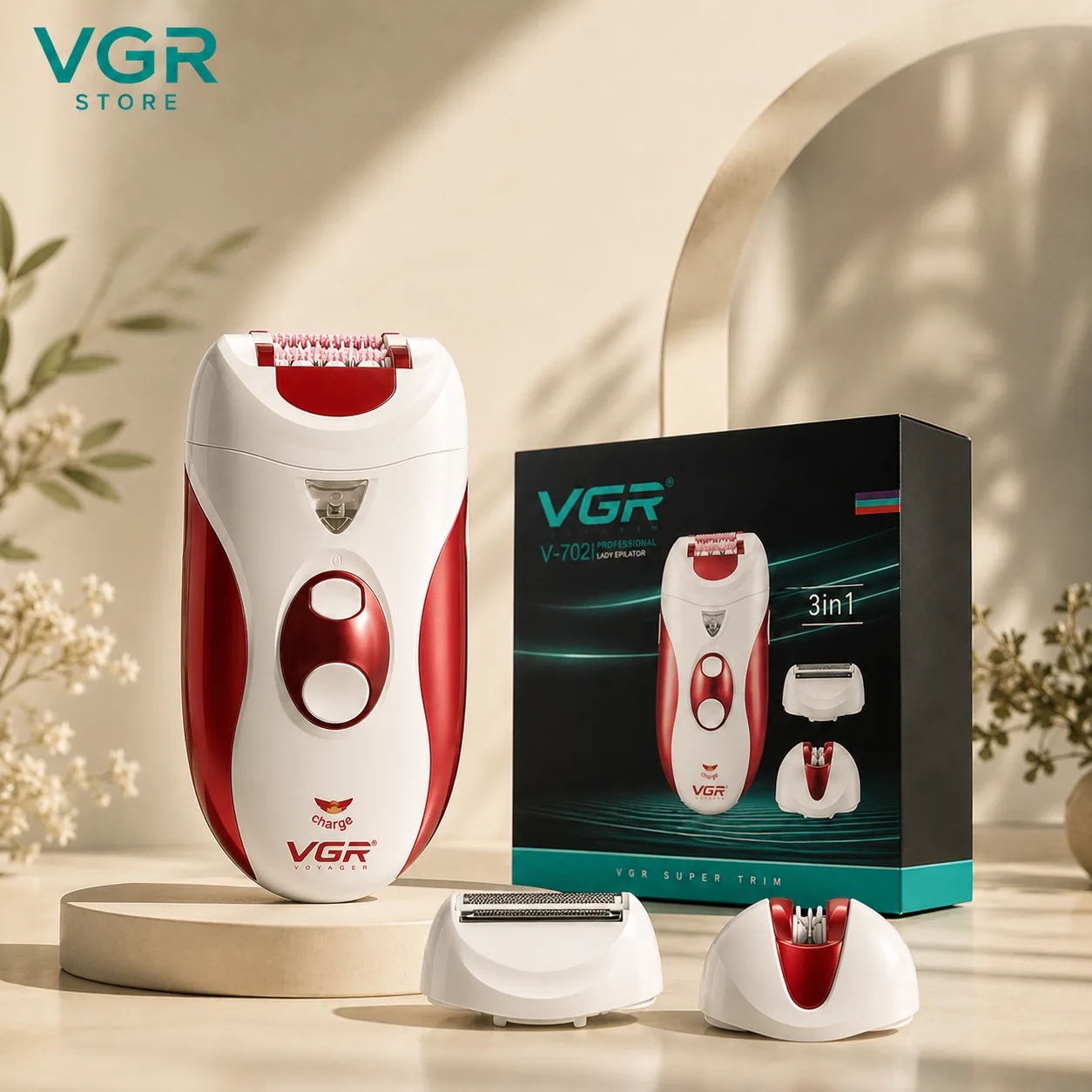 VGR V-702 Professional 3-in-1 Rechargeable Women Epilator