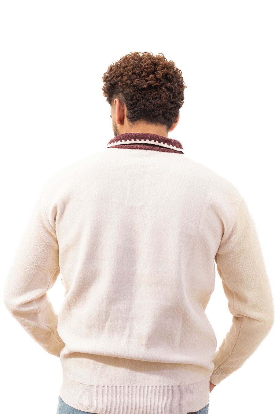 بلوفر تريكو بياقة بيج — Beige Knit Polo Sweater