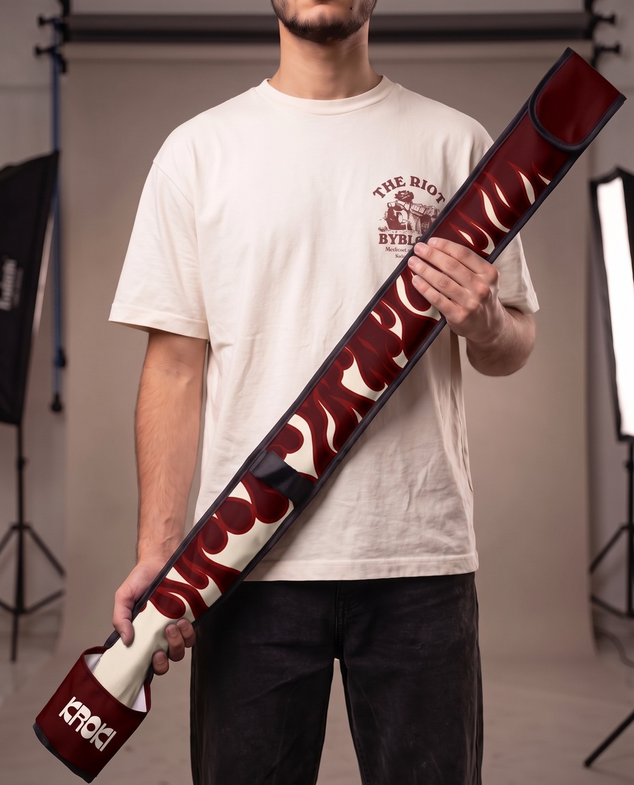 Dark Red & Cream Flame Illustration T-Ruler Cover