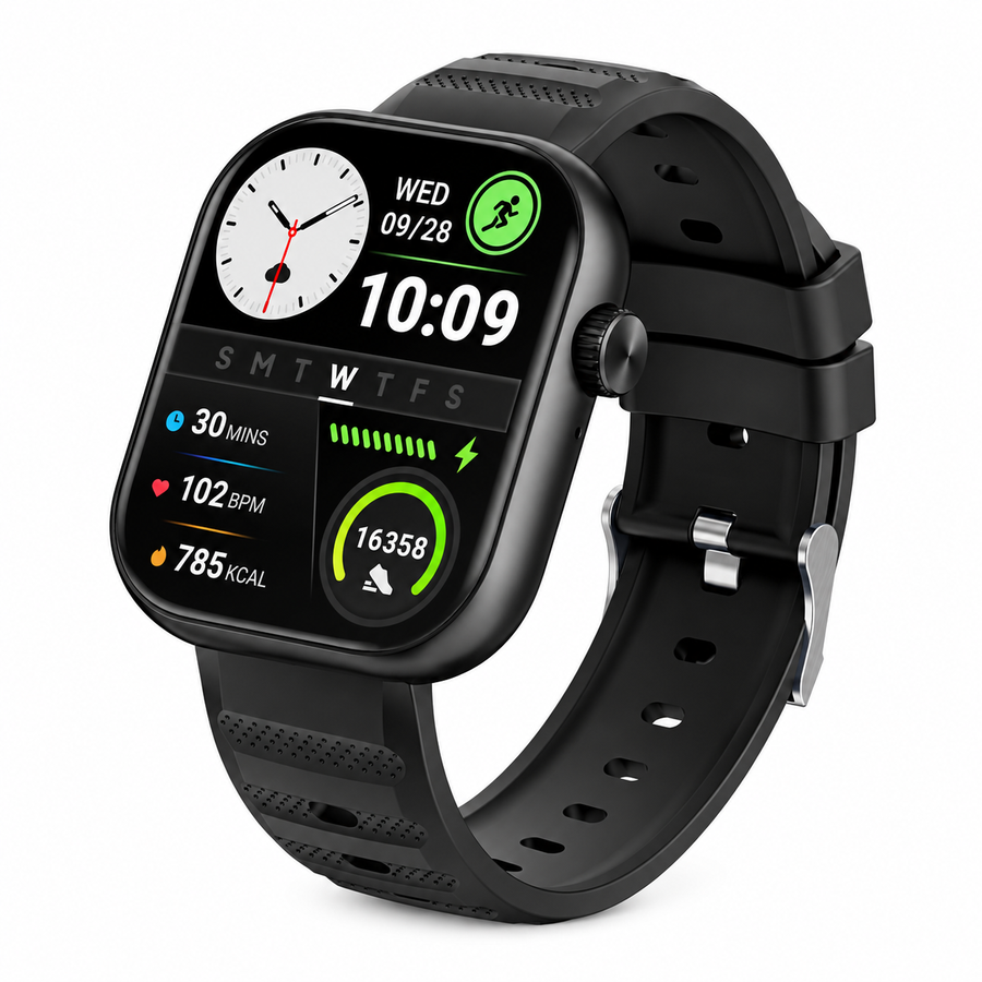 ساعة Itel Smart Watch Fit O20 ISW-O20B بشاشة 2.04 بوصة ومكالمات Bluetooth - ضمان 12 شهر