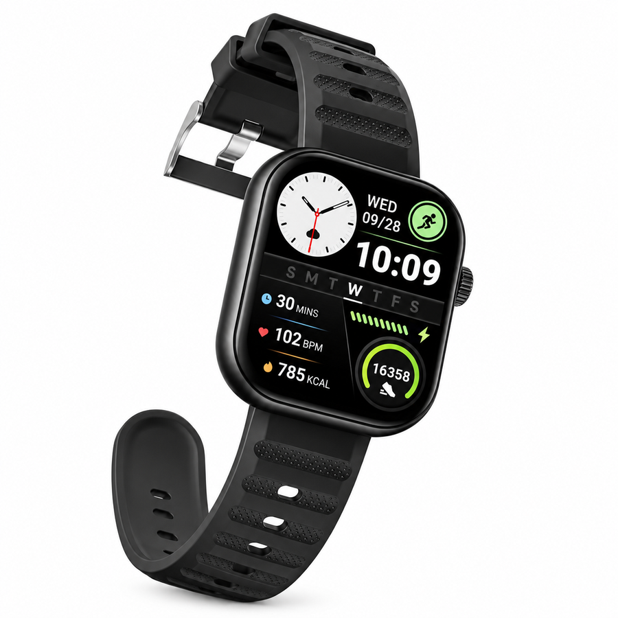 ساعة Itel Smart Watch Fit O20 ISW-O20B بشاشة 2.04 بوصة ومكالمات Bluetooth - ضمان 12 شهر