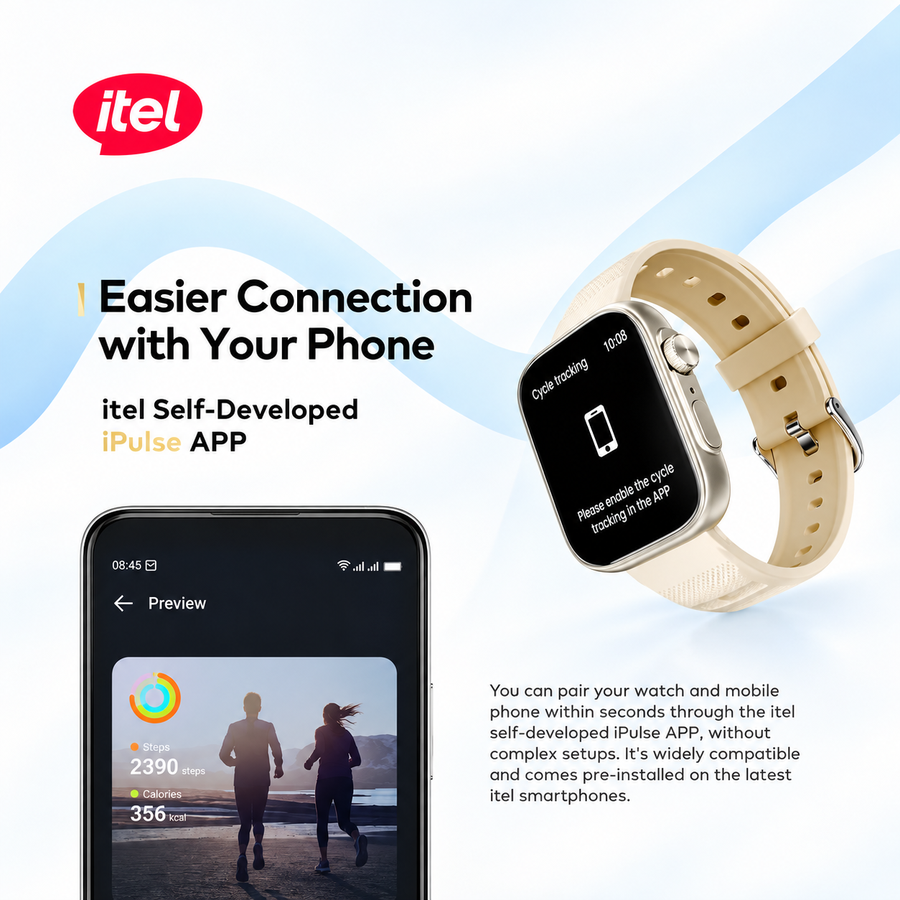 ساعة itel Storm Ultra ISW-O23 بشاشة 2.02 بوصة ومكالمات Bluetooth وIP68 - ضمان 12 شهر