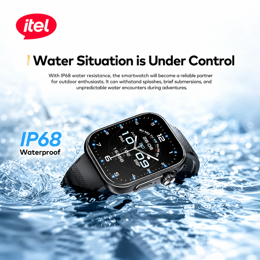 ساعة itel Storm Ultra ISW-O23 بشاشة 2.02 بوصة ومكالمات Bluetooth وIP68 - ضمان 12 شهر