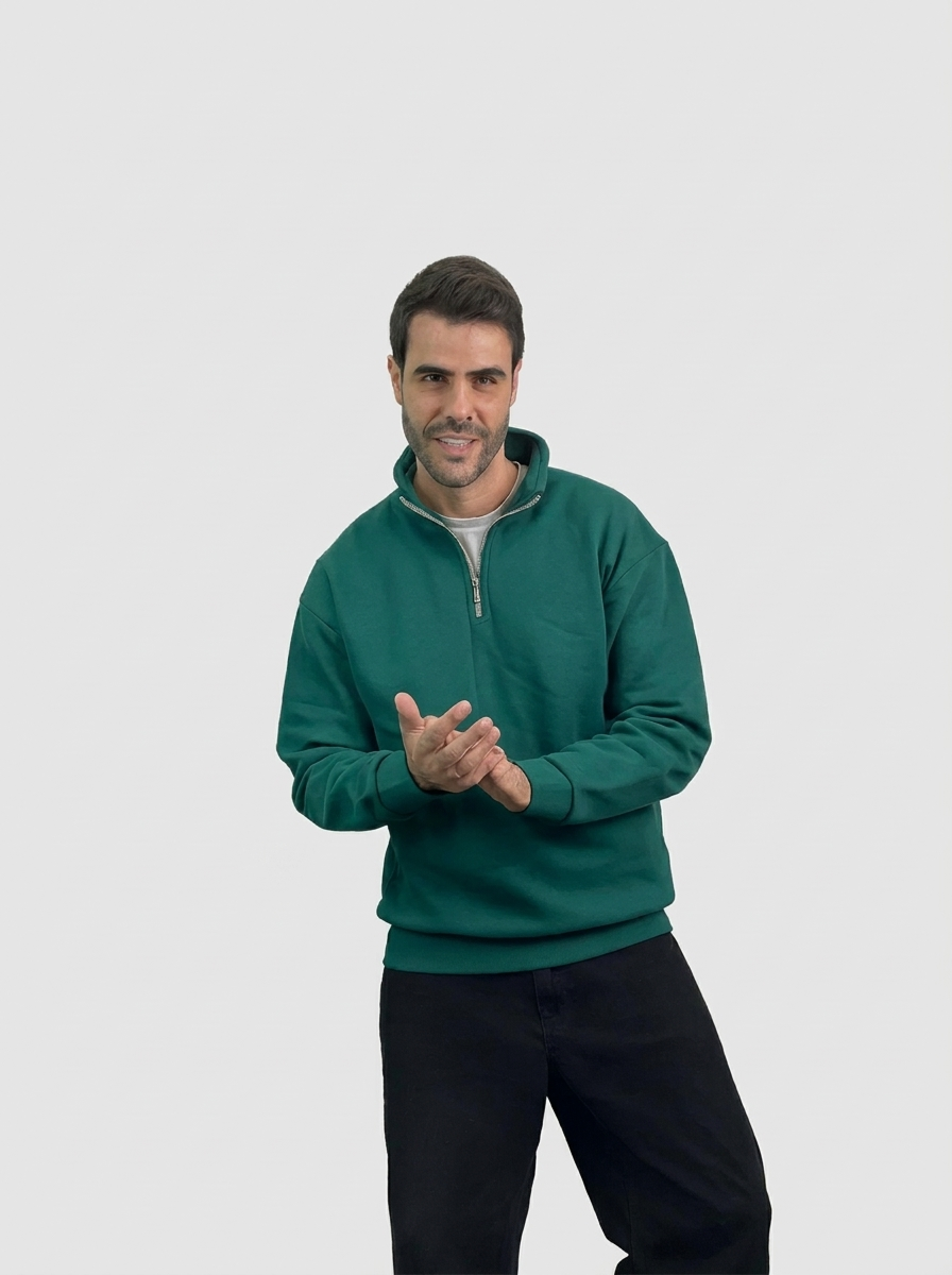 Plain Half-Zip Sweatshirt | سويت شيرت نص سوستة ساده 