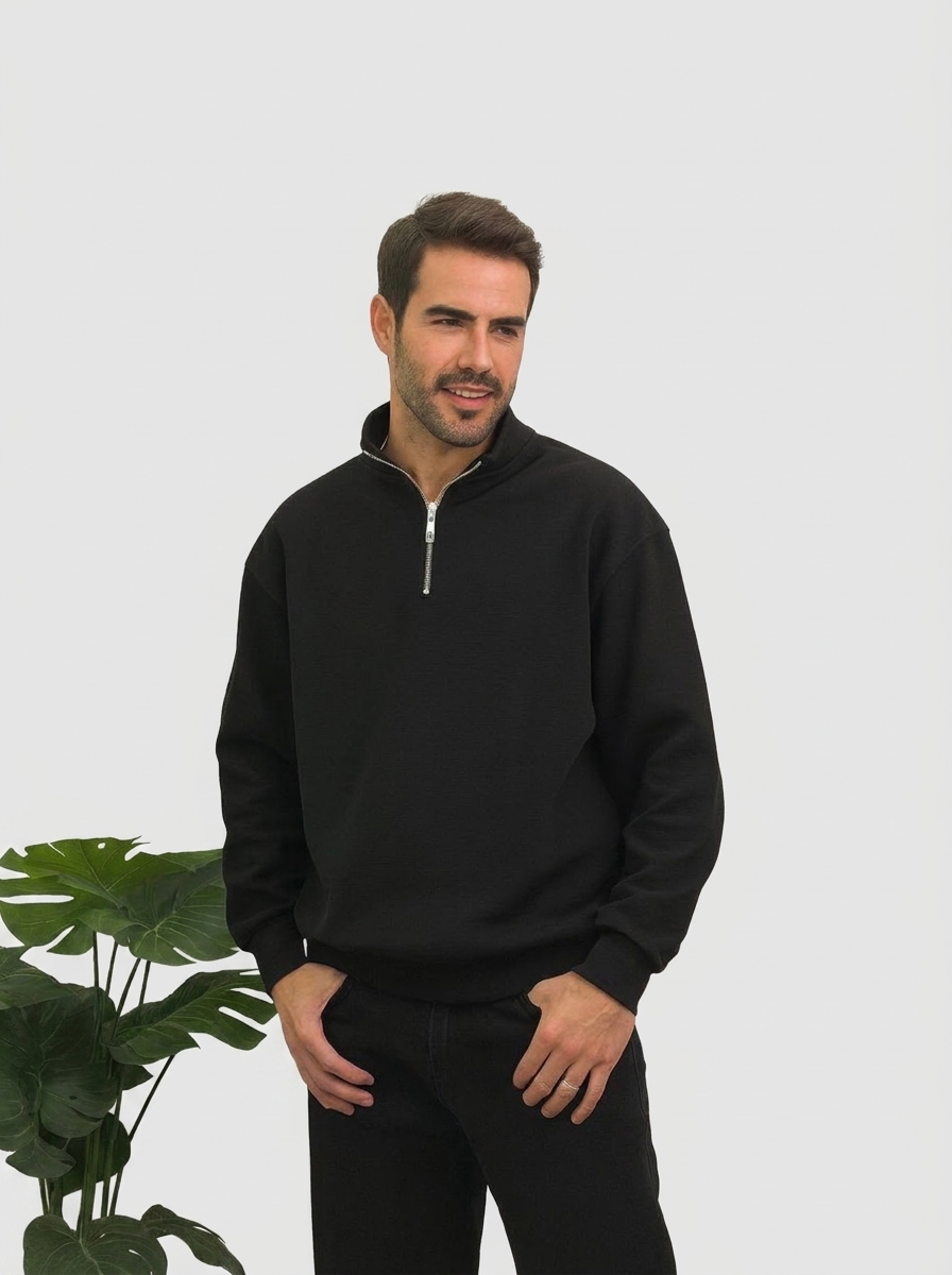 Plain Half-Zip Sweatshirt | سويت شيرت نص سوستة ساده 